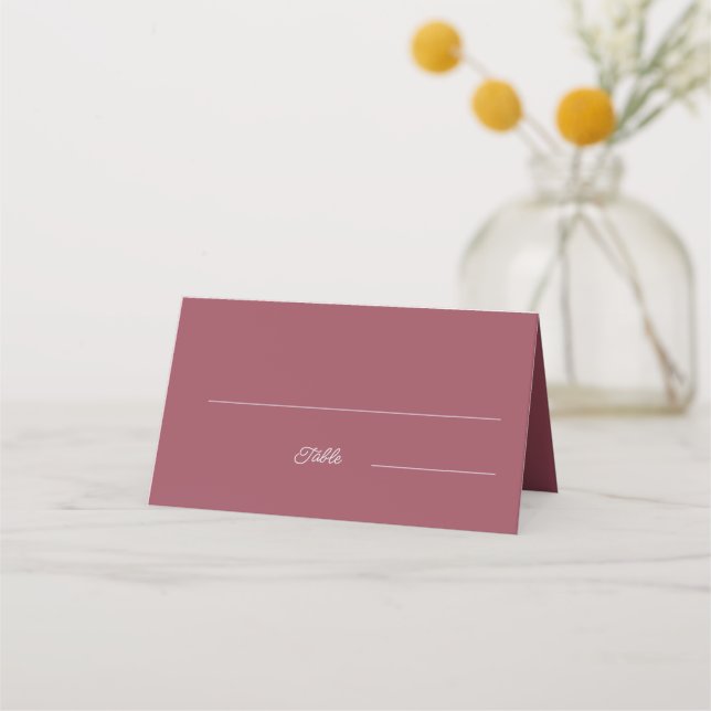 Cartão De Mesa Mesa de Casamento Personalizado Simples Maroon (Frente)