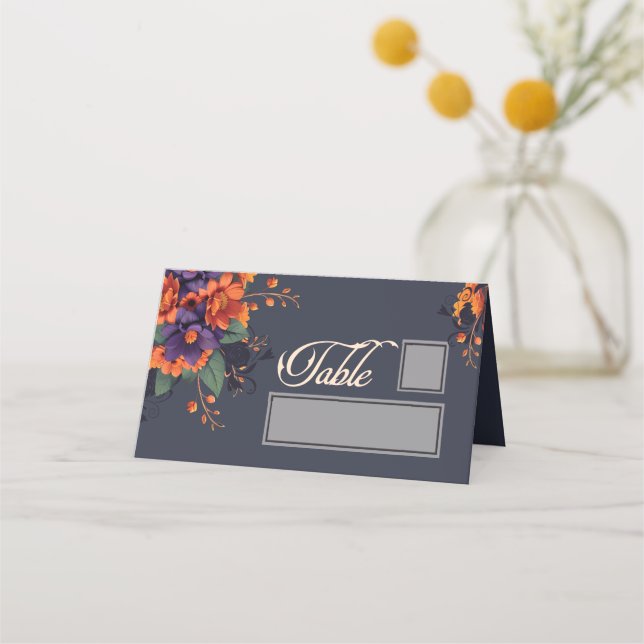 Cartão De Mesa Mesa e lugar com Floral Gótico Elegante (Frente)