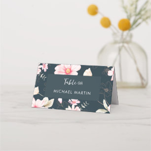 Cartão De Mesa Mesa Floral Cor-de-Rosa bonito Azul