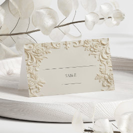 Cartão De Mesa Mesa Floral Embutida em Marfim Escrita Elegante