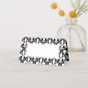 Cartão De Mesa Mesa Janta de Fleur de Lys, Preto e Branco