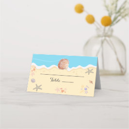 Cartão De Mesa Minimal Blue Ocean Summer Wedding