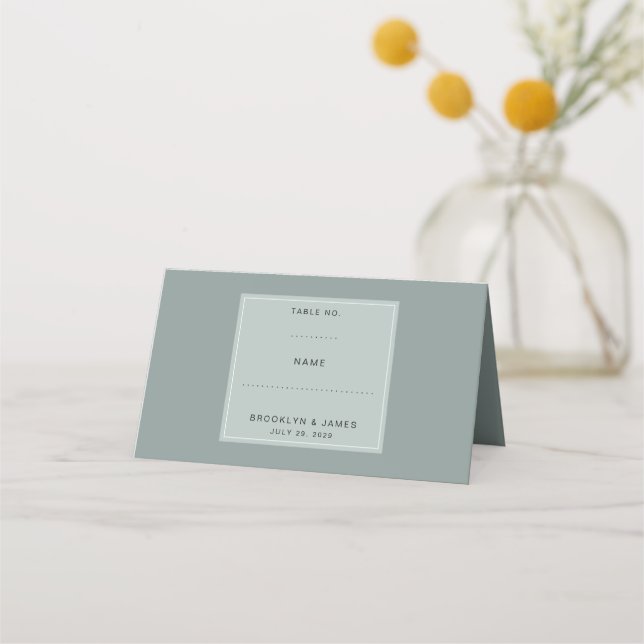 Cartão De Mesa Minimal Sage Green Table Number (Frente)