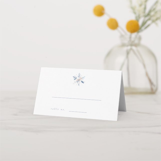Cartão De Mesa Minimalist Blue Winter Wedding Escort Card (Frente)