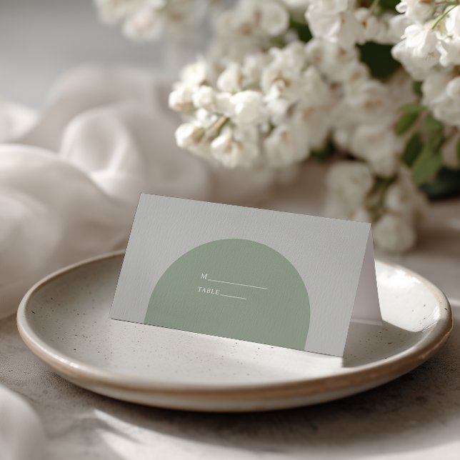 Cartão De Mesa Minimalist Sage Green Rustic Boho Arch Wedding (Criador carregado)