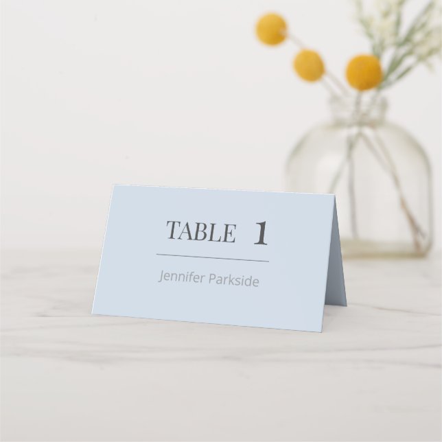 Cartão De Mesa Minimalist Wedding Place Cards | Dusky Blue (Frente)