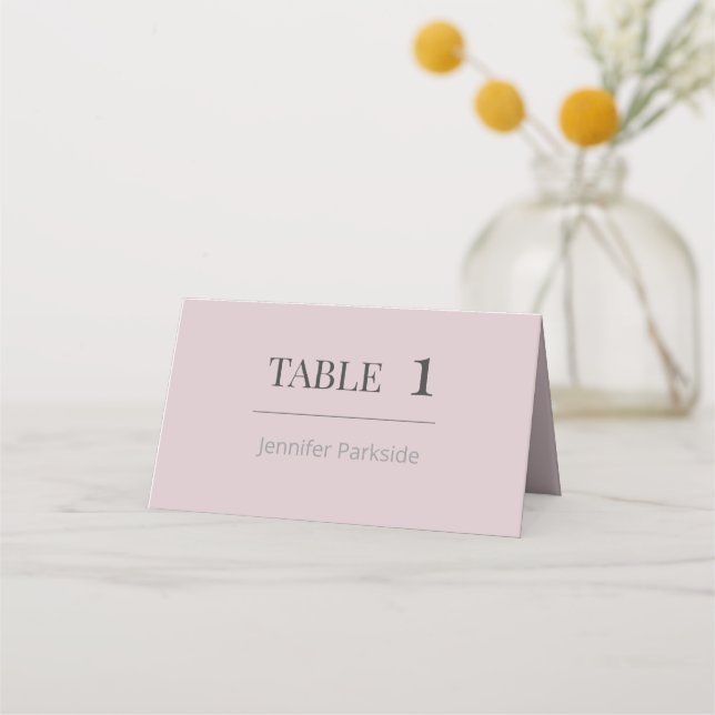 Cartão De Mesa Minimalist Wedding Place Cards | Dusky Rose (Frente)