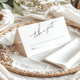 Cartão De Mesa Minimalista Moderno & Script Caprichoso