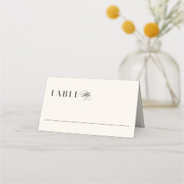 Cartão De Mesa Mínimo elegante Casamento preto e creme de dinheir