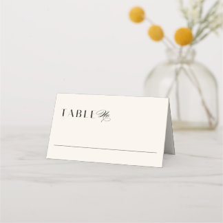 Cartão De Mesa Mínimo elegante Casamento preto e creme de dinheir