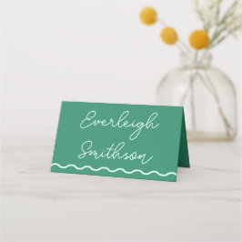 Cartão De Mesa Mint Wavy Retro Wedding