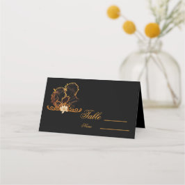 Cartão De Mesa Misterioso e na moda design em ouro e preto.