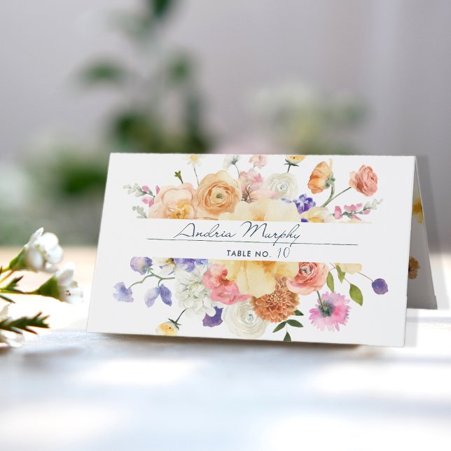 Cartão De Mesa Modern Wildflower | Casamento   (Criador carregado)