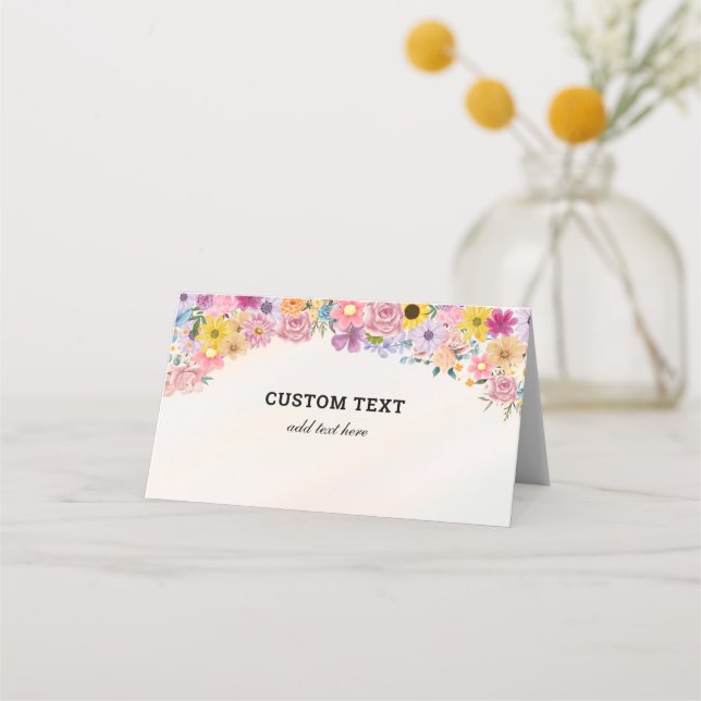 Cartão De Mesa moderno Chic Floral Place Cards Wildflower Theme (Frente)