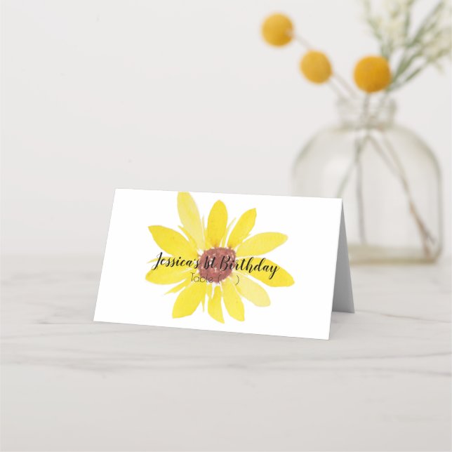 Cartão De Mesa Mola Pintada Pintada Pelas Mãos Florais De Girasso (Frente)