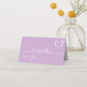Cartão De Mesa Monograma de Arte de Linha de Flores Modernas Roxo