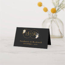 Monograma Dourado com nome preto Casamento inicial
