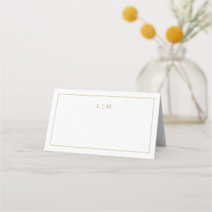 Cartão De Mesa Monograma Simples de Ouro Antigo Casamento Elegant
