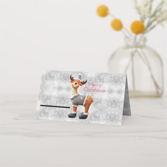 Cartão De Mesa Mose Feliz de Natal vestindo um chapéu (Frente)