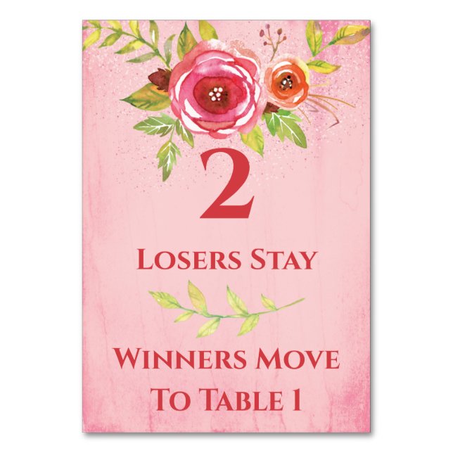 Cartão de Mesa nº 2 para Flores Bonito Bunco (Frente)