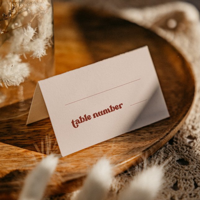 Cartão De Mesa Na moda retro casamento rosa (Criador carregado)