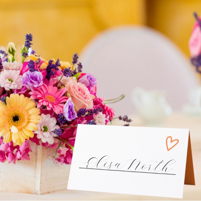 Cartão De Mesa Nada de Rico só ama Groovy 70s Casamento Retroativ (Nothing Fancy Just Love Groovy 70s Retro Wedding Place Cards from Ricaso. Handwritten by you)