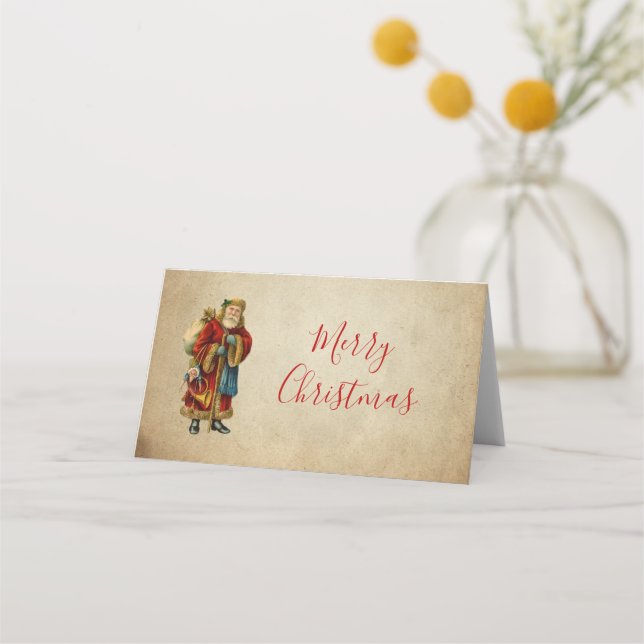 Cartão De Mesa Natais vintages Velho Pai Natal (Frente)