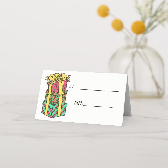 Cartão De Mesa Natal Empilhado Apresenta Natal Empilhado (Verso)