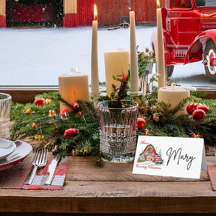 Cartão De Mesa Natal no Campo
