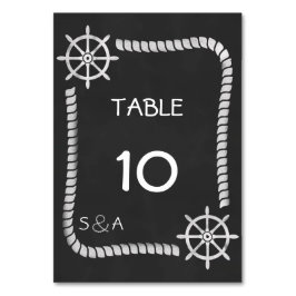 Cartão de Mesa Náutica De Casamento De Chalkboard