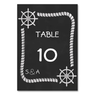Cartão de Mesa Náutica De Casamento De Chalkboard