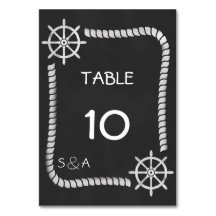 Cartão de Mesa Náutica De Casamento De Chalkboard