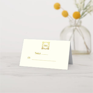 Cartão De Mesa Nó Celta Elegante Casamento Ivory Faux Dourado Ce