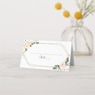 Cartão De Mesa Noiva Geométrica Floral Rubor Rosa