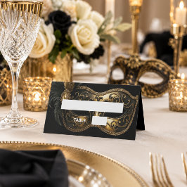 Cartão De Mesa Nome da máscara de ouro preto de mascarada
