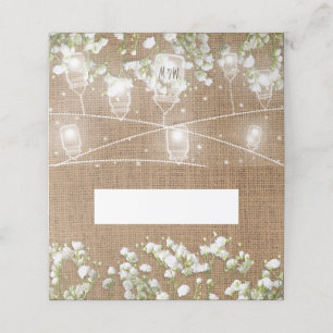 Cartão De Mesa Nome do Casamento Russo Burlap, Respiração do Bebê