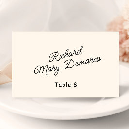 Cartão De Mesa Nome do Convidado de Casamento Retro Preto e Marfi