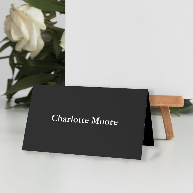 Cartão De Mesa Nome do Convidado do Casamento Branco Negro (Black White Wedding Guest Name Place Card
)