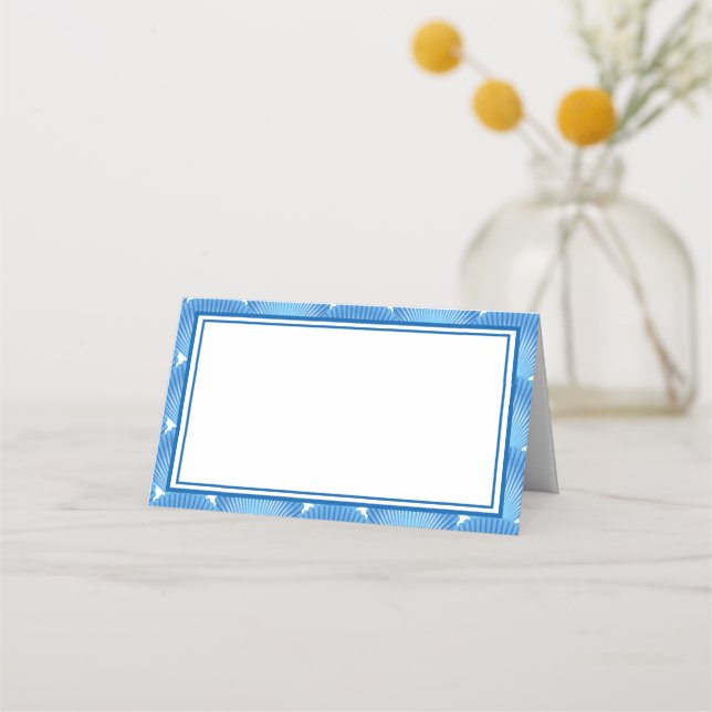 Cartão De Mesa Nome Local Conchas Azuis-Cartão (Frente)