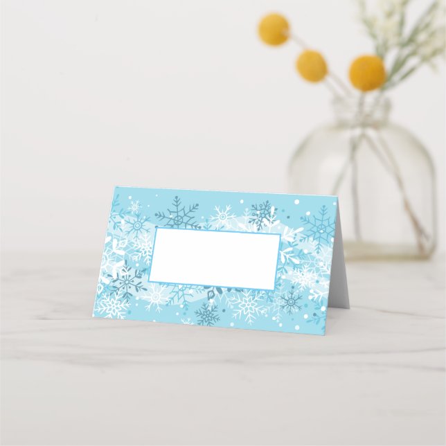 Cartão De Mesa Nome Place Card-Snowflakes (Frente)