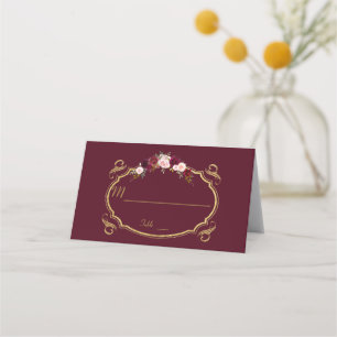 Cartão De Mesa Número da Mesa Floral Romântica da Borgonha Marsal