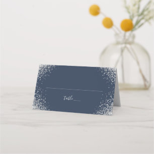 Cartão De Mesa Número da Mesa marinho de Casamento Azul e Prata