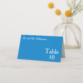 Cartão De Mesa Número da Tabela de Casamento Branco Azul Brilhant