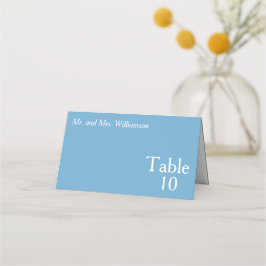 Cartão De Mesa Número da Tabela de Casamento Branco Azul Oceano