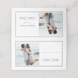 Cartão De Mesa Número da Tabela de Casamento de Foto Silver Elega