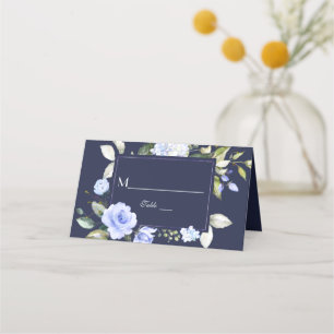 Cartão De Mesa Número da Tabela de Casamento de Frame Floral Azul