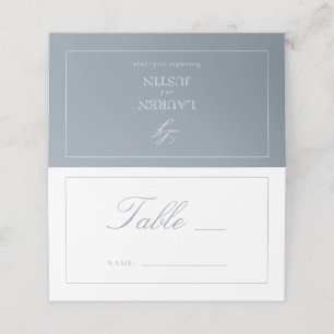 Cartão De Mesa Número da Tabela de Casamento de Script Azul Dusty