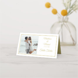 Cartão De Mesa Número da Tabela de Casamento Elegante Dourada
