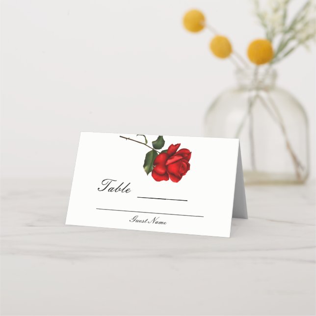 Cartão De Mesa Número da Tabela de Casamento Floral de Rosa verme (Verso)