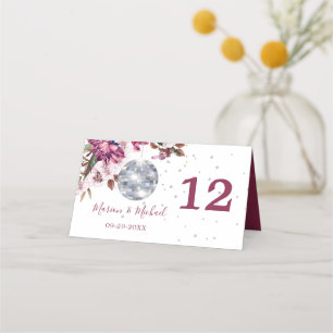 Cartão De Mesa Número da Tabela de Casamento Floral Disco Burgund